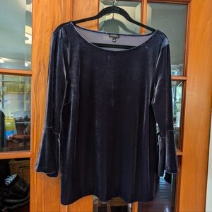 Talbot's Navy Blue Velvet Bell Sleeves Top